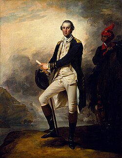 John Trumbull's 1780 portrait George Washington also depicts a man believed to be Washington's enslaved valet William Lee (Metropolitan Museum of Art 24.109.88)