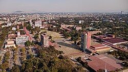 Central Campus of the University City of the UNAM. Since 2007 the University City is a UNESCO World Heritage Site.[142]