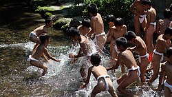Shinto purification rite after a ceremonial children's sumo tournament at the Kamigamo Jinja in Kyoto