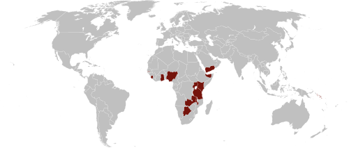 Countries entirely or partially composed of former protectorates and trust territories that current British protected persons may originate from (includes the British Solomon Islands in the Pacific Ocean, east of Papua New Guinea)