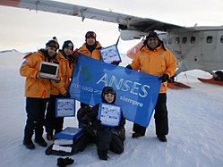 Children, teenagers and teachers of the school of Esperanza Base
