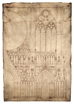 Drawing A′, c. 1260. One of the oldest surviving architectural drawings of the cathedral.