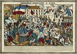 Silk weavers in Lyon revolted in 1831 and 1834 in response to the refusal of their employers to pay agreed rates for their labour. Their motto was "Live working or die fighting!" (French: Vivre en travaillant, mourir en combattant).[20]