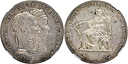 Silver coin: 2 Gulden of Franz Joseph I - Silver Wedding Jubilee
