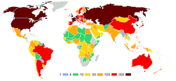 Number of athletes sent by each nation