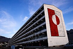 Blok P, a residential building in Nuuk constructed during a period of Danish-led urbanisation in Greenland