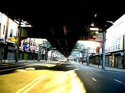 The above-ground Market–Frankford Line in the Kensington section of Philadelphia
