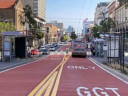 Van Ness Bus Rapid Transit bus lane in San Francisco, California