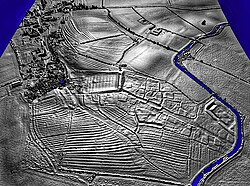 An oblique lidar view from a 3D model of the site of Wormleighton deserted medieval village in Warwickshire