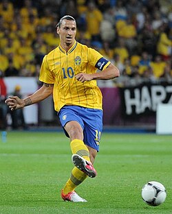 Ibrahimović playing for Sweden at UEFA Euro 2012