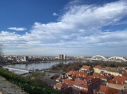 Petrovaradin Fortress overlooking the Danube and Novi Sad, regional capital of Vojvodina in Serbia