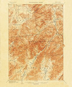 An 1892 15-minute map of Mount Marcy in the Adirondacks in New York State from the late 19th century