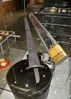 A spatha buried in a Hun-period grave with a nomadic background from Jakuszowice in modern Poland[223]