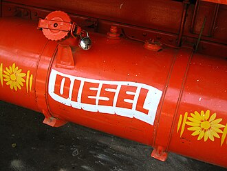A tank of diesel fuel on a truck