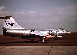 A USN F-104A with a Sidewinder 1-C missile at NWTC China Lake, 1960