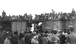 Ottoman soldiers' train preparing to go through the Taurus Mountain tunnels at Adana.