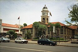 Castor and Pollux historical Howitzer cannons in front of the Town Hall, 2000.