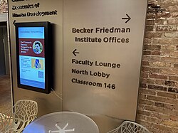Sign for institute within Saieh Hall