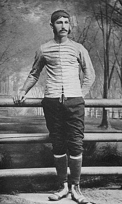 Walter Camp, the "Father of American Football", then the captain of the Yale University football team, in 1878