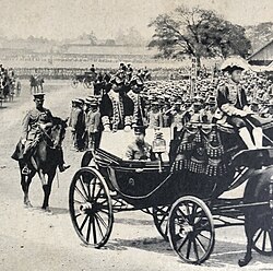Emperor Meiji reviewing the military at the Russo-Japanese War victory parade held on 30 April 1906, in Tokyo