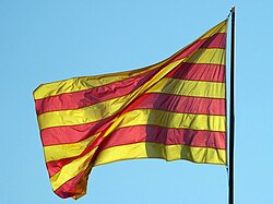 Flag of Catalonia at the Plaça Octavià in Sant Cugat del Vallès