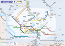 A map of the transit rail lines in Hamburg