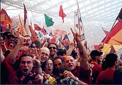 17 June 2001 – Roma-Parma 3–1: Roma won their third Italian championship in its history. Fans of the Curva Sud are overjoyed.