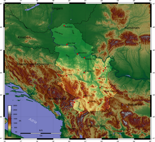 Topographic map of Serbia[i]