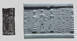 Cylinder seal, c. 18th–17th century BC. Babylonia.