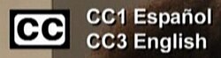 On-screen bug used on Telemundo for programs captioned in both Spanish (CC1) and English (CC3).