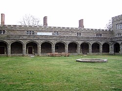 Noether's ashes were placed under the cloistered walkway of Bryn Mawr's Old Library.