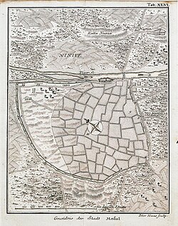 Map of Mosul in 1778, by Carsten Niebuhr