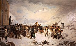 Napoleon passing the Great St Bernard Pass, by Edouard Castres