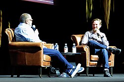 Mullenweg being interviewed at WordCamp 2017