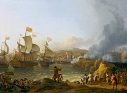 An Anglo-Dutch squadron captures a Spanish treasure fleet, Vigo Bay, October 1702