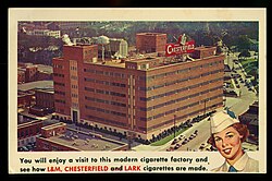 Advertisement for a tour of the Chesterfield tobacco factory, 1965