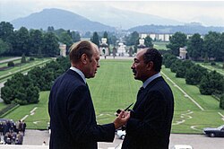 Ford with Anwar Sadat in Salzburg, 1975