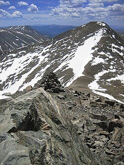 Grays Peak, at 14,278 feet (4,352 m), is the highest point on the Continental Divide in North America.
