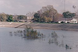 High water along the Mississippi River levee at Gretna, 2005