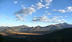 View from Many Parks Curve on Trail Ridge Road. The "parks" in the Rockies are meadows that formed when glacial lakes drained.