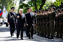 Welcoming ceremony of the former Russian president Dmitry Medvedev by the soldiers of the Cypriot National Guard
