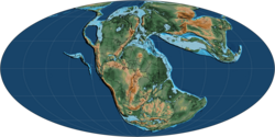 Map of Pangaea during the Early Jurassic c. 190 million years ago