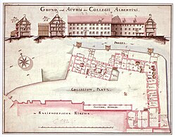 Elevation of the Albertinum and the northern half of the cathedral , c. 1810