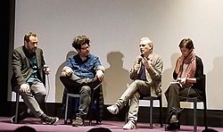 French filmmaker Stéphane Brizé (second from the right) in Buenos Aires in 2019, at an event supported by Alliance française de Buenos Aires.