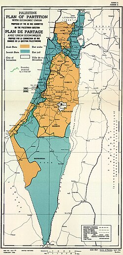 1947 partition plan of Palestine between Israel and the State of Palestine, as proposed by the United Nations