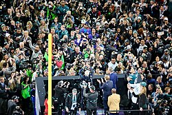 The Philadelphia Eagles are awarded the Vince Lombardi Trophy after winning Super Bowl LII, on February 4, 2018.