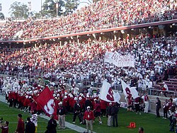 The Leland Stanford Junior University Marching Band rallies football fans with arrangements of "All Right Now" and other contemporary music