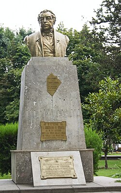 Bust of Bernardino Rivadavia in the city of América, Buenos Aires Province.