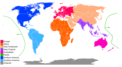 Botanical continents as defined by the WGSRPD