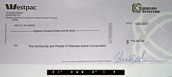 A token of victory: Auckland City Council (by then having purchased the company that proposed to redevelop Matiatia) pays CAPOW's court costs after a successful court action against the redevelopment.